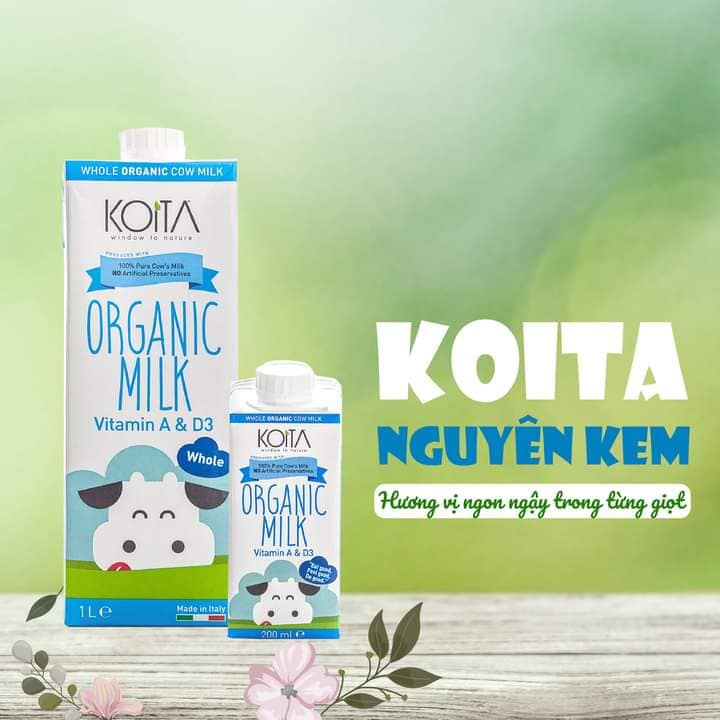 Sữa bò hữu cơ nguyên kem Koita 1L