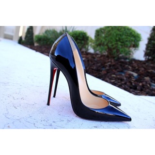 Giày cao gót đế đỏ Calla 11-12p đen bóng