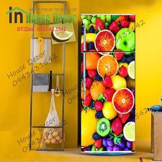 Miếng Dán Trang Trí Tủ Lạnh Chống Thấm Nước - Chất Liệu Decal Bóc Dán - Phù Hợp Mọi Loại Tủ - Hoa Quả Đỏ