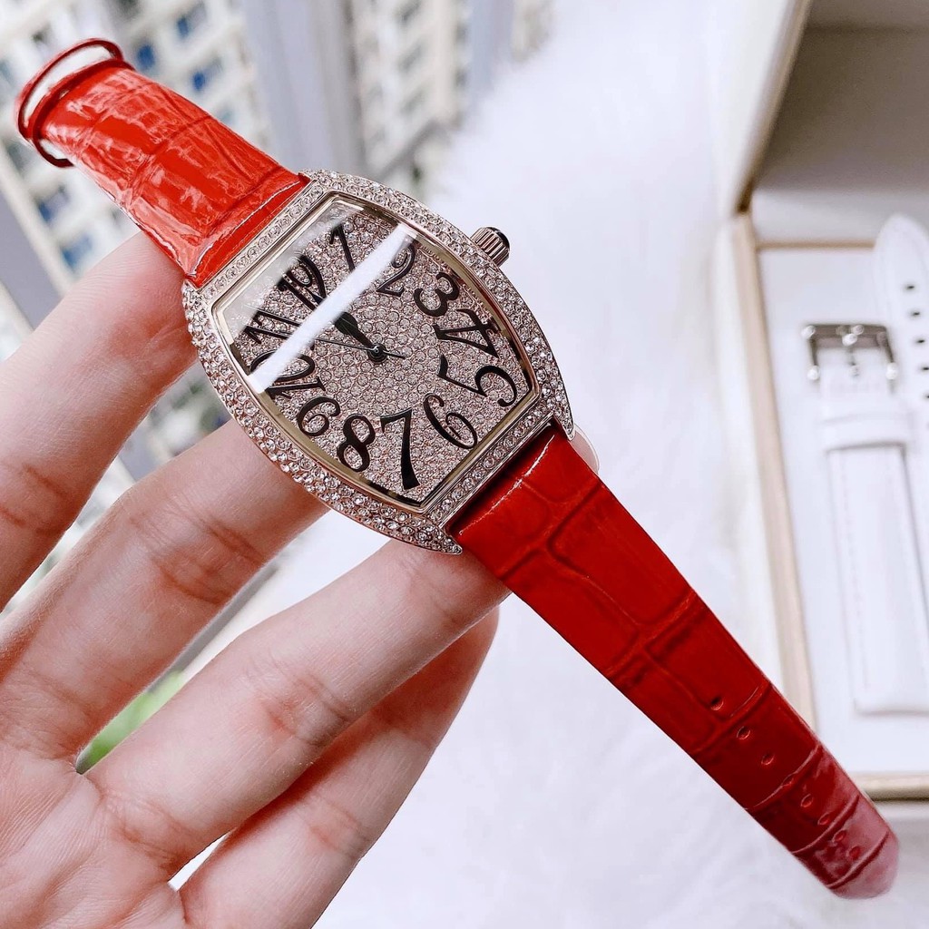 Đồng Hồ Davena Nữ Dây Da Đỏ 36mm Rose Gold Chính Hãng