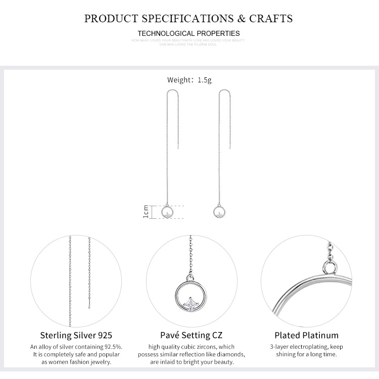 BAMOER Bông Tai BạC 925 ĐíNh Đá Zircon Sang TrọNg