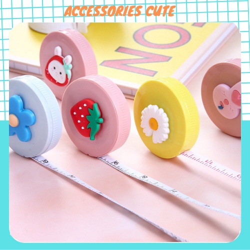 Thước Dây Cuộn Rút Thu Tự Động HỘP TRÒN 1.5 Mét - Đo Eo, Vòng Bụng Sức Khỏe Nhiều hình đáng yêu A208