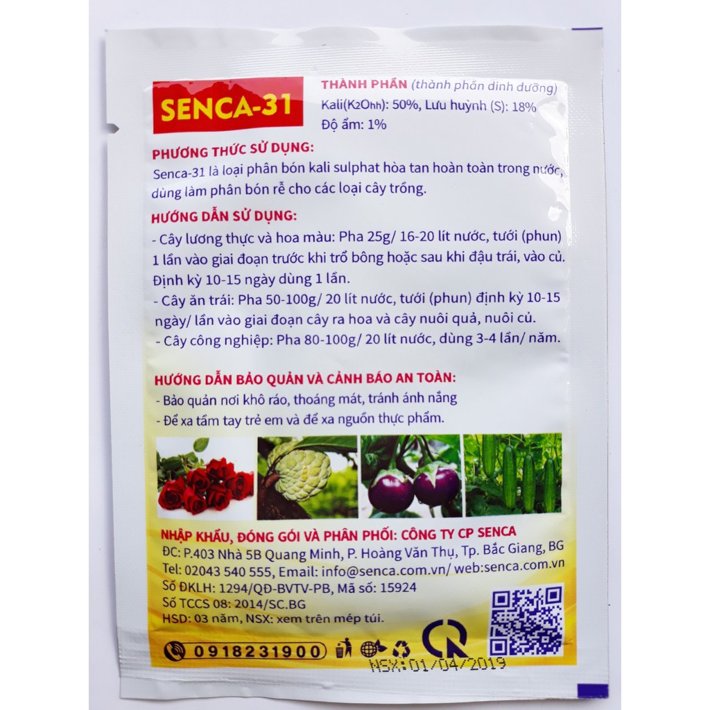 Combo 3 gói Phân bón lá SENCA-31 siêu ra hoa, đậu quả, siêu to trái, lớn củ, tăng độ ngọt, tẩy chàm, sáng trái.