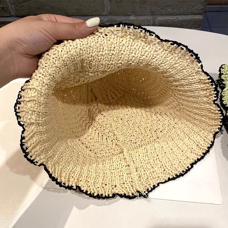 Mũ Bucket Sợi Đan Trơn Viền Đen Trắng SV 31