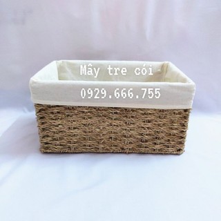 Giỏ cói đựng đồ size nhỏ vcó vải lót