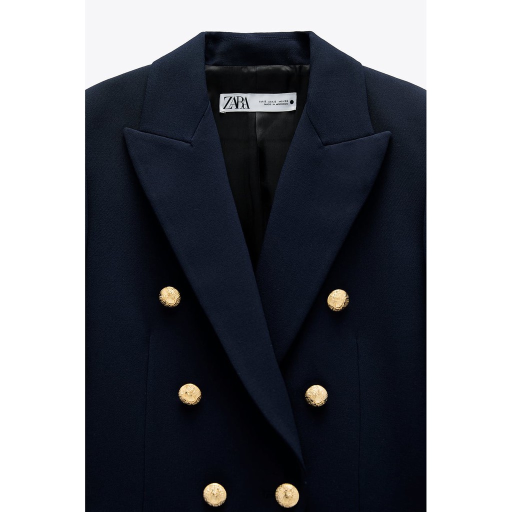 ÁO KHOÁC ZARA NỮ BLAZER CÀI KHUY KIM LOẠI MÀU XANH BIỂN | BigBuy360 - bigbuy360.vn
