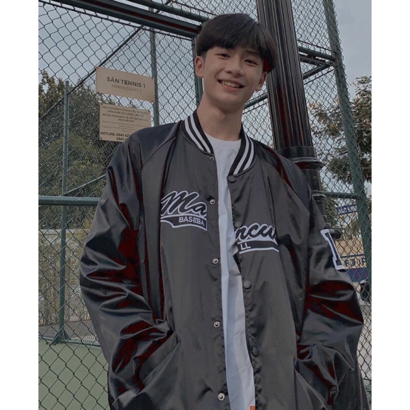 Áo Khoác Bomber Jacket Dù 2 Lớp MARCUS Varsity Form Rộng Nam Nữ Unisex Phong Cách Hàn Quốc Ulzzang