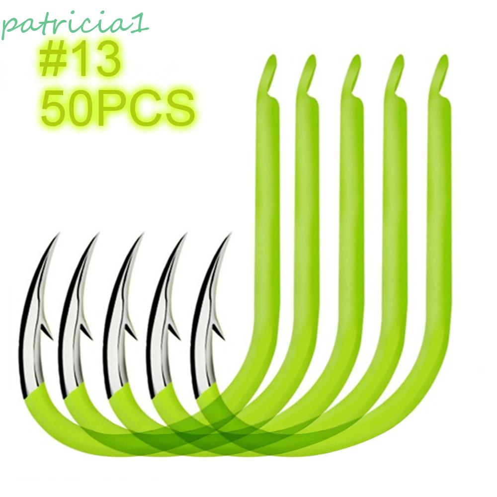 Bộ 50 móc câu cá huỳnh quang #8/#9/#10/#11/#12/#13 bằng thép carbon dùng để câu cá biển