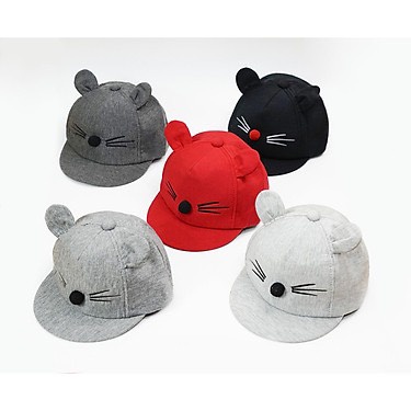 Nón cho bé (3 tháng - 4 tuổi), nón baby hình thú CHUỘT CUTE vải THUN mềm êm (Ảnh thật)