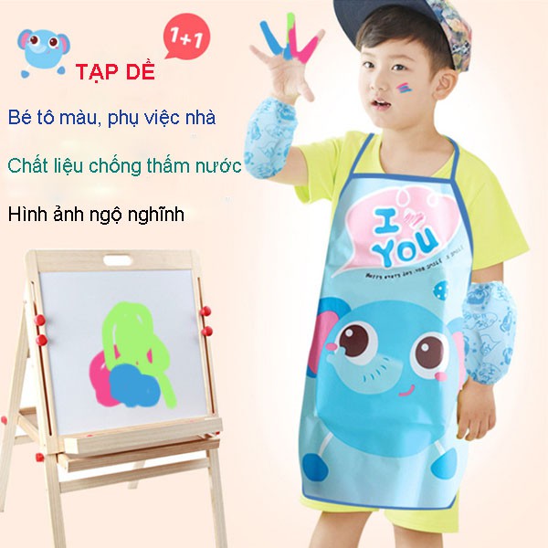 Tạp dề cho bé tập vẽ, tô màu, phụ mẹ việc nhà - Chất liệu chống thấm nước, hình ảnh ngộ nghĩnh