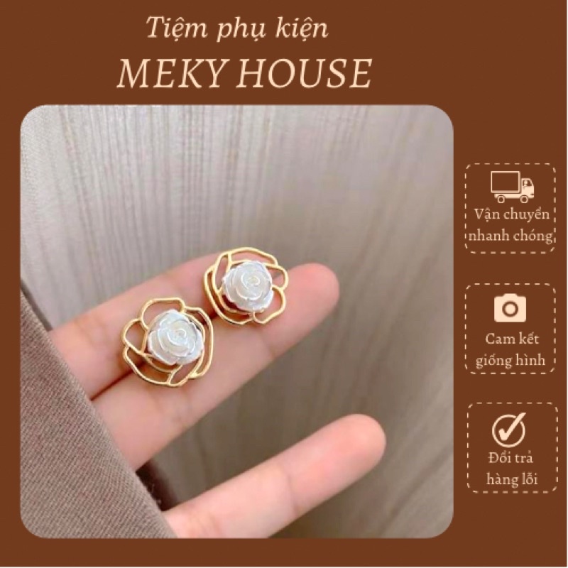 Khuyên tai hoa đính ngọc cách điệu sang trọng phong cách Hàn quốc dành cho nữ
