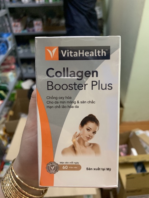 Viên Uống Bổ Sung Collagen Chống Lão Hóa, Giúp Da Mịn Màng & Săn Chắc Vitahealth Collagen Booster Plus+ - Hộp 60 Viên