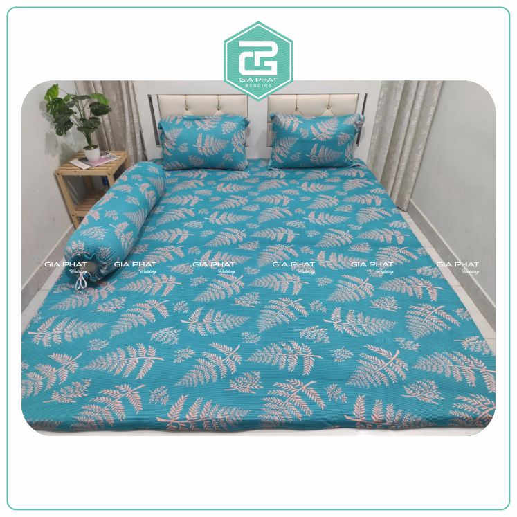 Bộ Ga Gối Thun Lạnh Hàn Quốc {4 Món } họa tiết Lá Phong ( 1 ga bọc + 2 vỏ gối nằm + 1 vỏ gối ôm )
