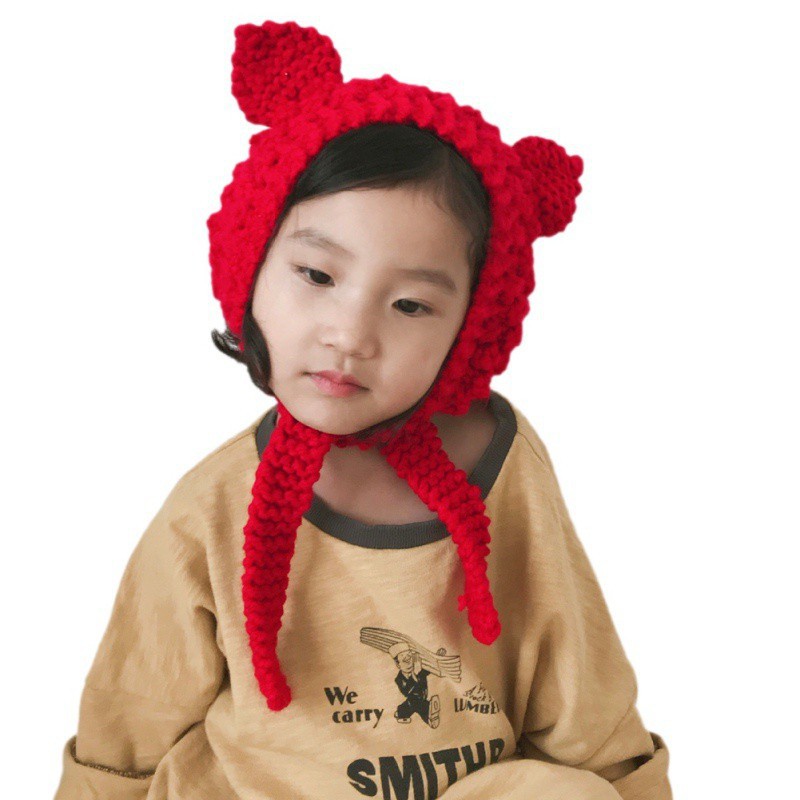 Mũ len tai thỏ giữ ấm cho bé trai và bé gái
