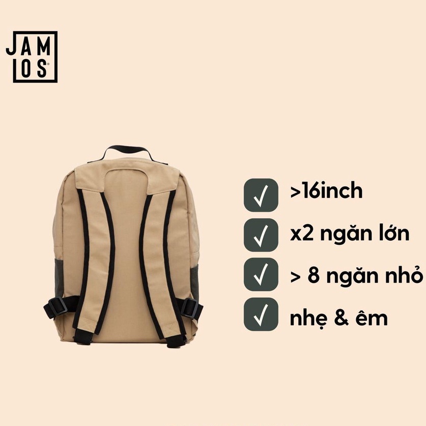 Jamlos Goodie Backpack - Balo canvas 16inch nhiều ngăn đi học đi làm êm vai và siêu nhẹ