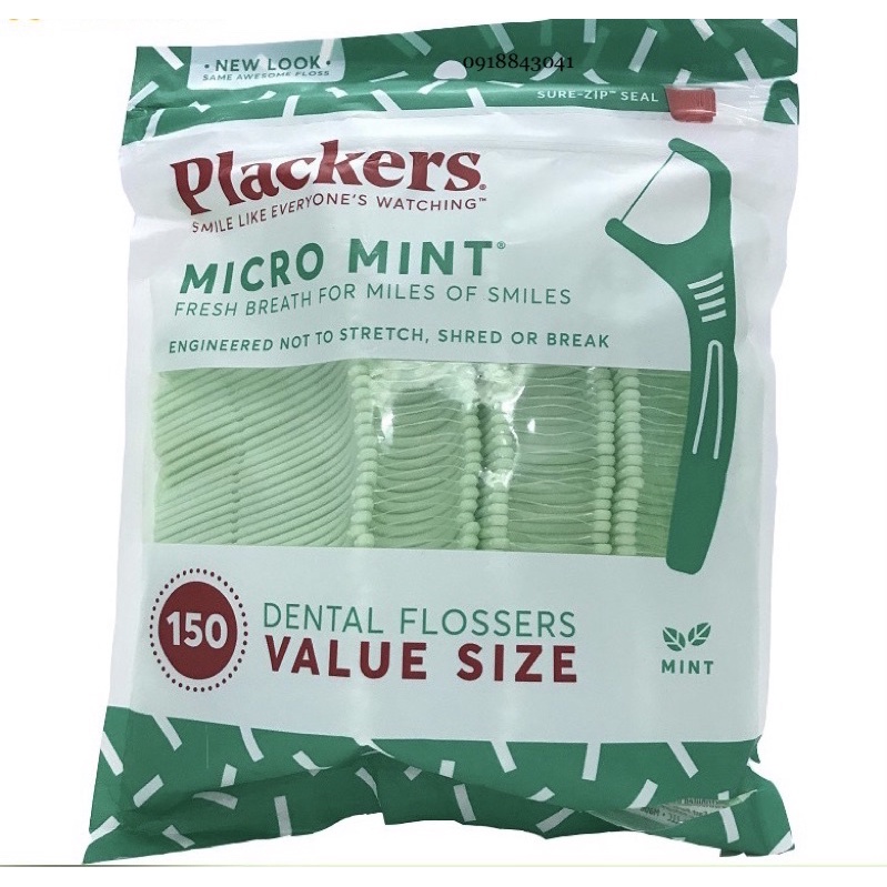 Tăm Chỉ Nha Khoa Plackers Micro Mint Dental Flossers 150 cây