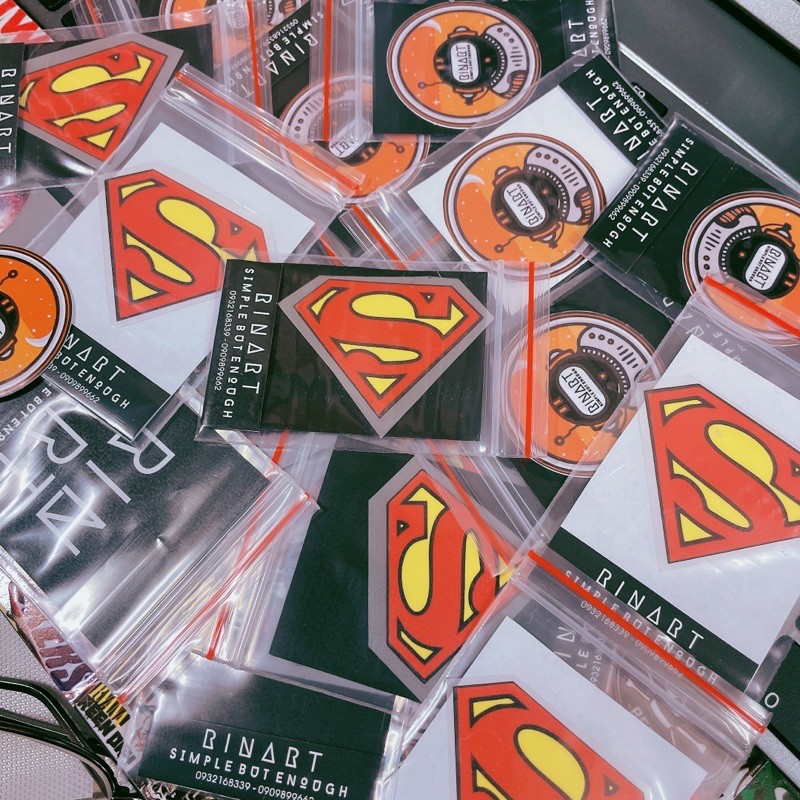 Decal Logo Sticker Patch in áo ủi trực tiếp hình siêu nhân đỏ vàng