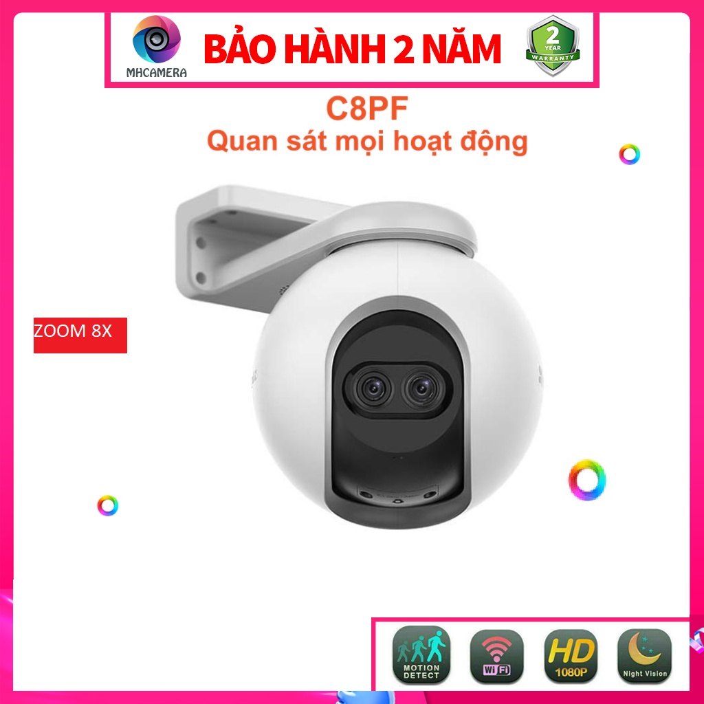 Camera Wifi Ngoài Trời Xoay EZVIZ C8PF C8C C8W 2M 4M 1080P Mắt Kép, Zoom 8x , Còi Hú Báo Động, Đàm Thoại