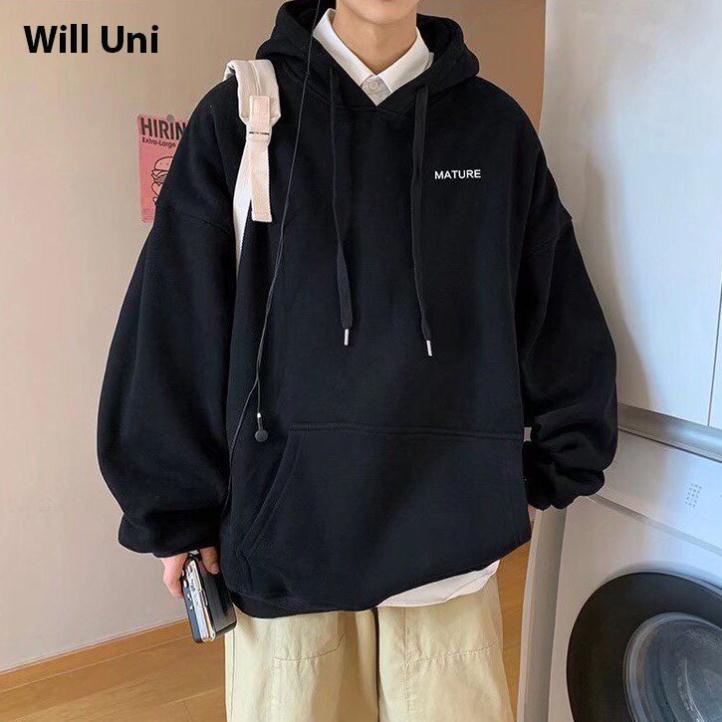 Áo Hoodie Unisex dây   trơn kiểu dáng basic, thiết kế form rộng đẹp, chất nỉ dày dặn phù hợp cho mùa thu đông