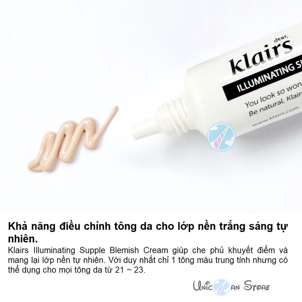 Kem Nền Nâng Tone Da và Kiểm Soát Bã Nhờn Klairs Illuminating Supple Blemish Cream 40ml