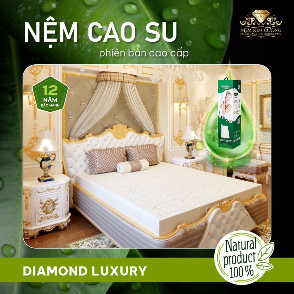 Nệm Cao su Kim Cương Diamond Luxury kháng khuẩn, nâng đỡ cột sống bảo hành 12 năm Vua Nệm