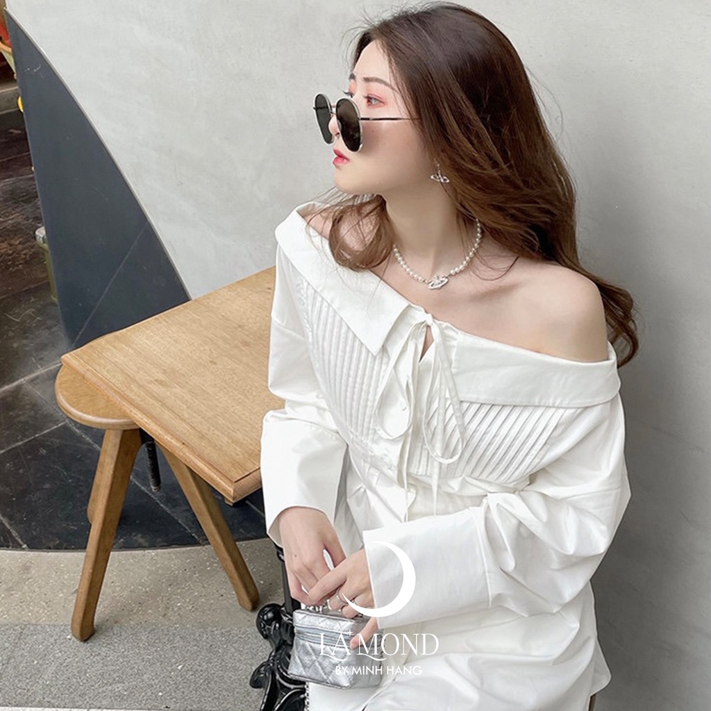 Đầm thô hàn trễ vai thiết kế hai dây xếp ly ngực ( VMH004 ) | BigBuy360 - bigbuy360.vn