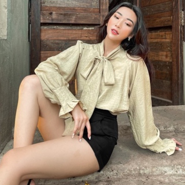 Áo sm tay xếp buộc nơ , Peace House Clothing