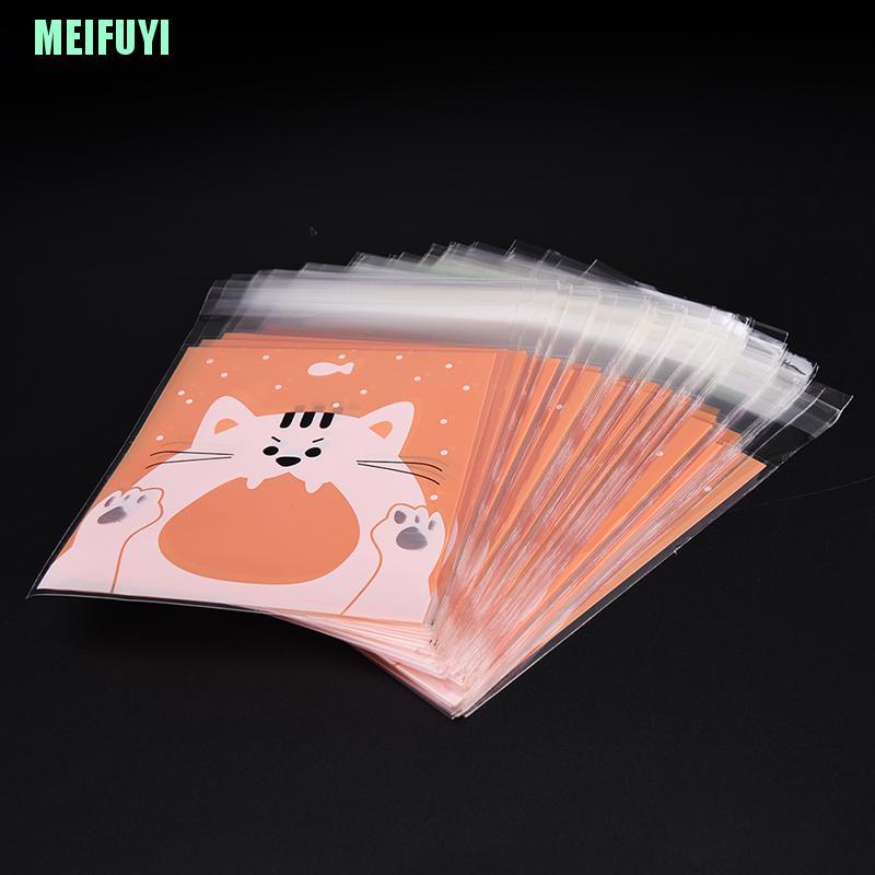 Set 100 Túi Nhựa Đựng Bánh Kẹo In Hình Động Vật Dễ Thương