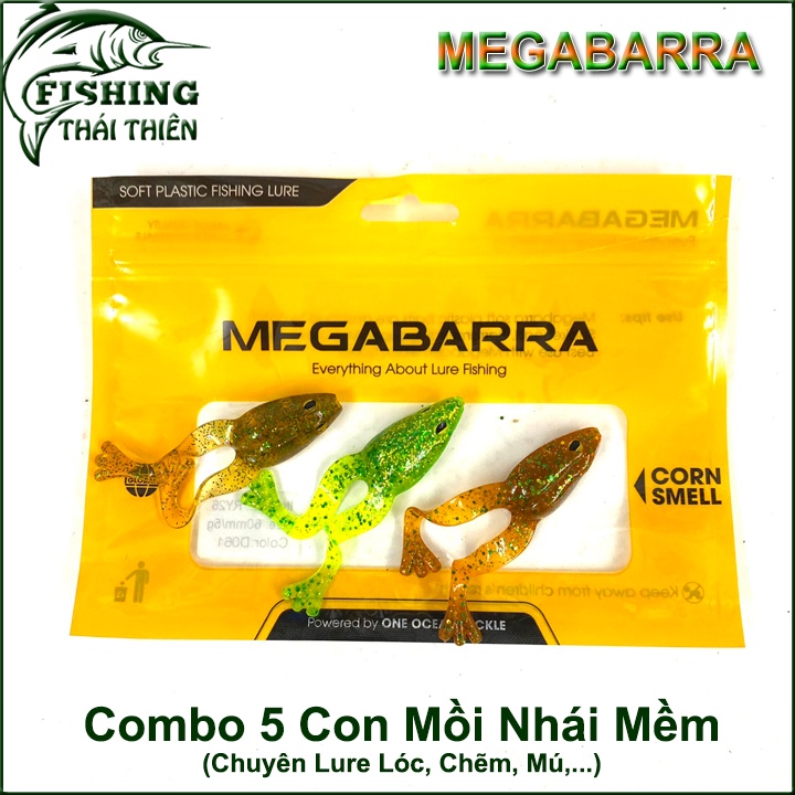 Combo 5 Con Mồi Giả Nhái Mềm Không Lưỡi Câu Lure RY26 Dài 60mm Nặng 5g Mẫu Mới Nhiều Màu Siêu Nhạy