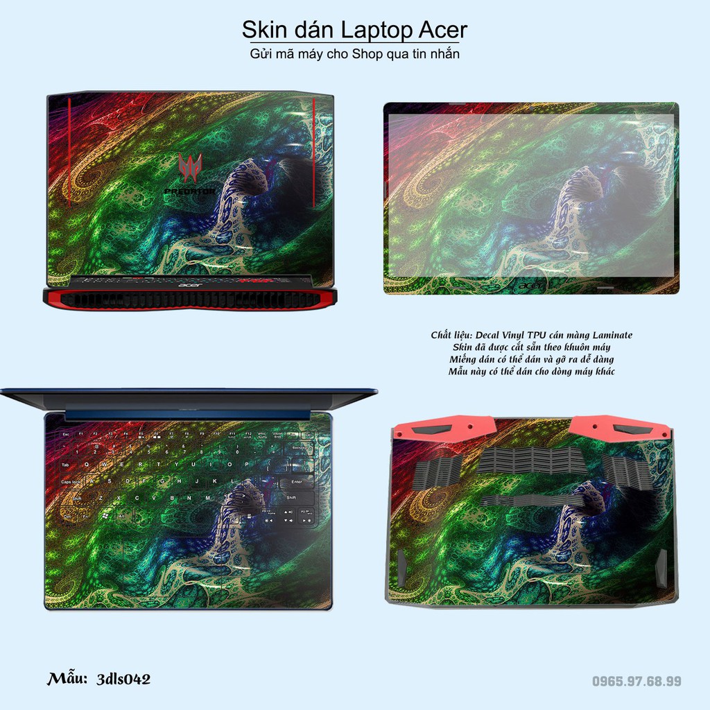 Skin dán Laptop Acer in hình 3D họa tiết (inbox mã máy cho Shop)