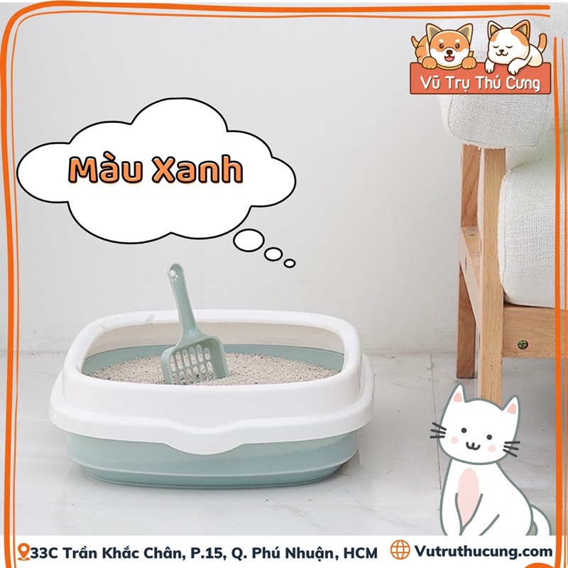 Khay Cát Vệ Sinh Cho Mèo kèm xẻng- Size 34x40cm| Khay đựng cát Mèo| Chậu cát vệ sinh cho mèo