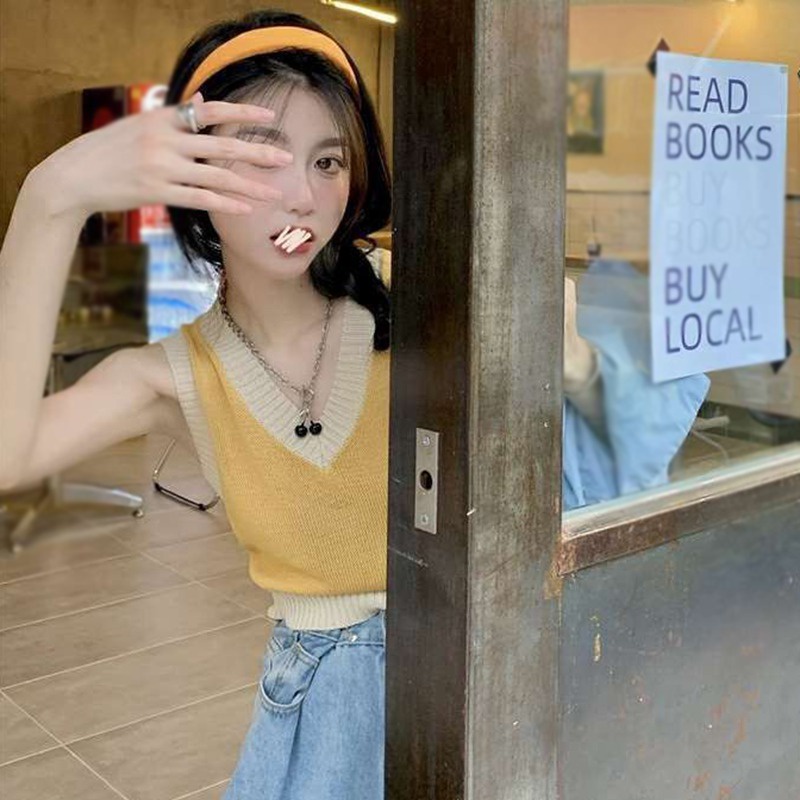 Áo Len Không Tay Cổ Chữ V Thời Trang Dành Cho Nữ