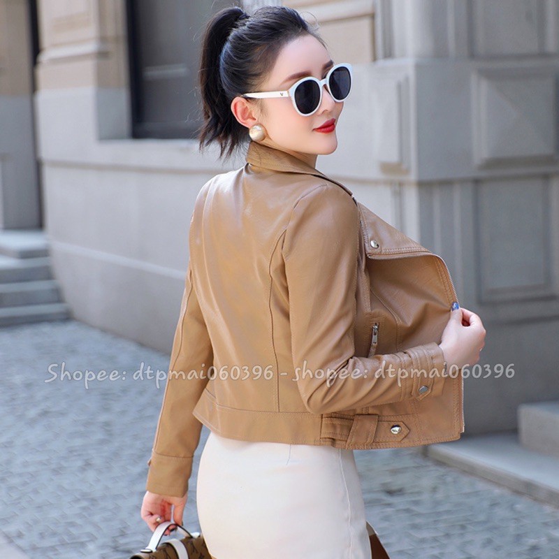 ÁO KHOÁC DA NỮ MÀU BÒ / MÀU NÂU