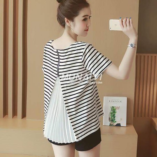 Áo bầu mặc đi làm, đi chơi kéo khóa cánh tiên, chất cotton thấm hút mồ hôi freesize 48-&gt;72kg cực xinh