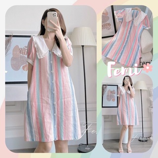 Đầm Sọc Linen phom suông thoải mái, đầm linen diện hè mát mẻ đi làm đi chơii