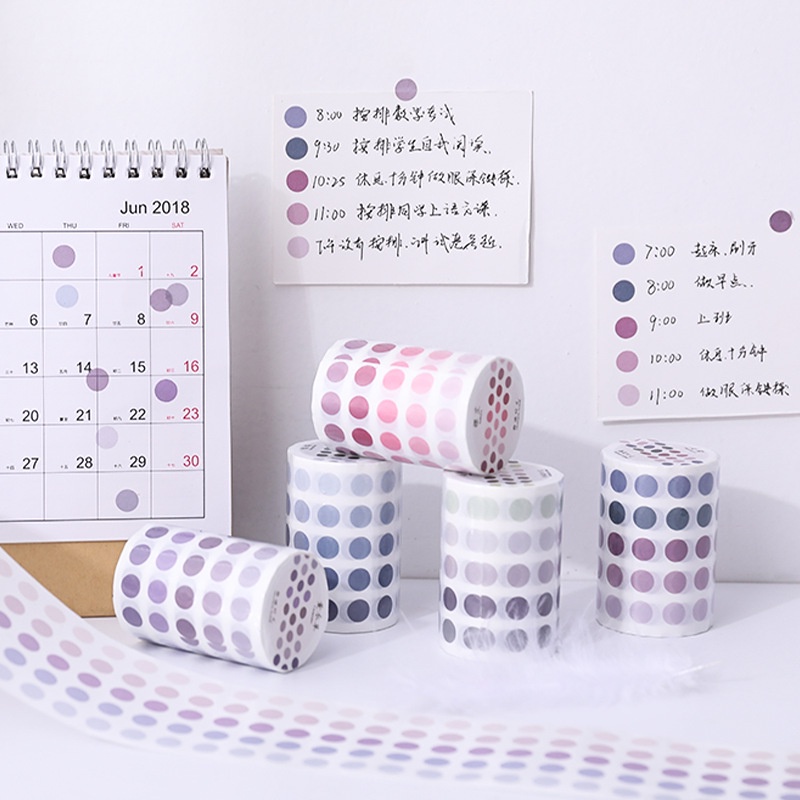 Cuộn washi chấm tròn nhiều màu trang trí sổ đa năng