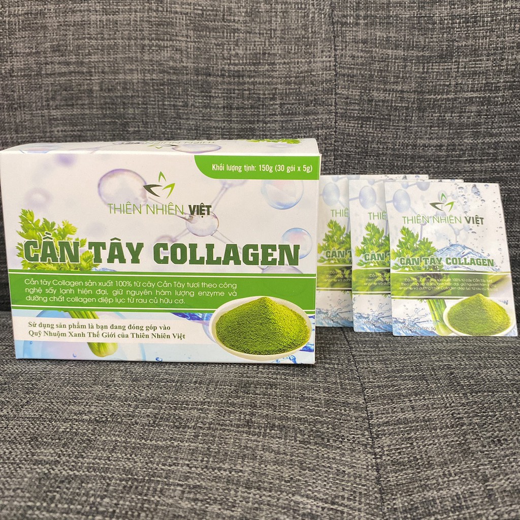 (tặng chai) cần tây collagen thiên nhiên việt hộp 10 gói -hỗ trợ đẹp da hết nám