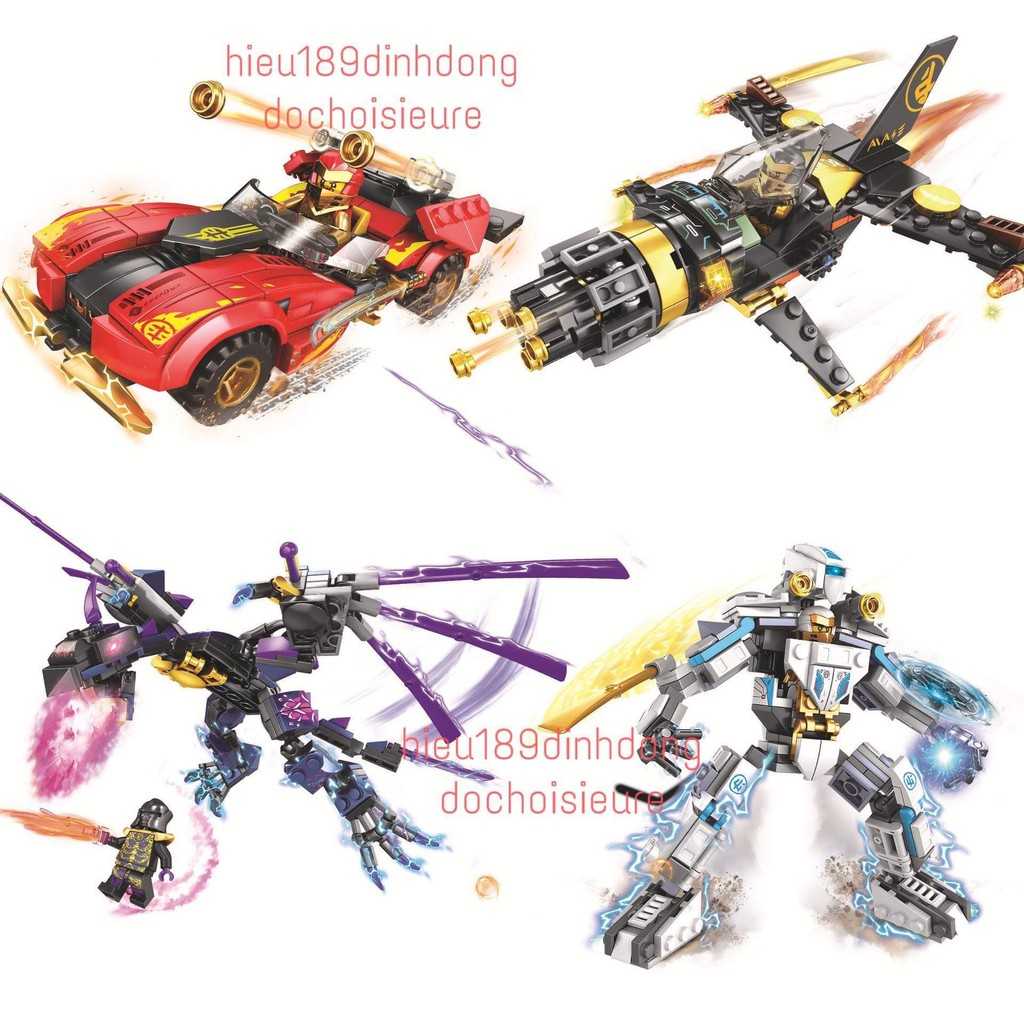 Lắp ráp xếp hình non Lego Ninjago 1007 : xe và robot của các ninja