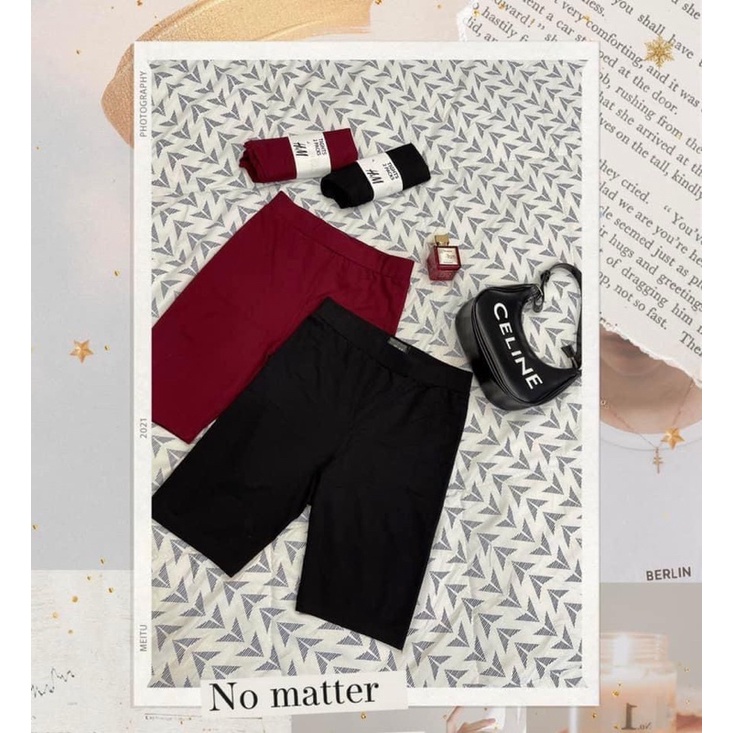 Set 2 quần legging đùi đen - đỏ