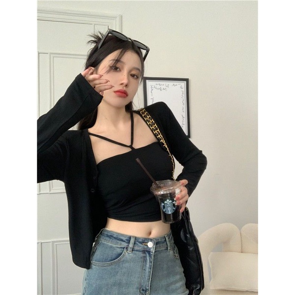 COZOK Bộ Áo Khoác vest + Áo cardigan Dài Tay Dáng Ôm Quyến Rũ Cho Nữ