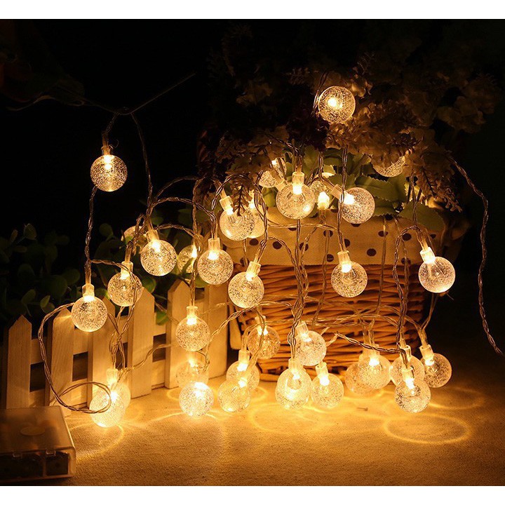 Dây đèn trang trí bi bọt nước 10mét 100bóng cắm điện Thiên Mã