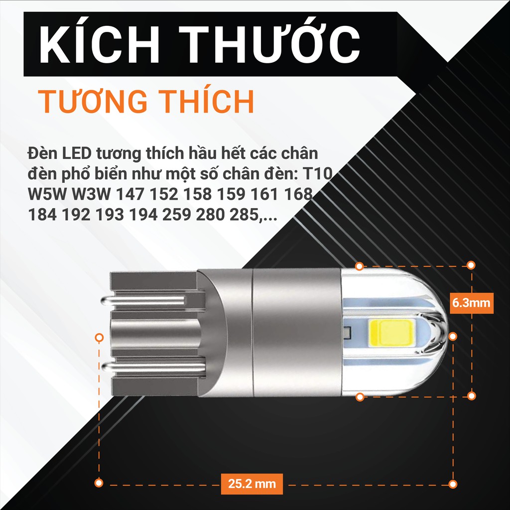 [GIÁ 2 ĐÈN][CHIP THẾ HỆ MỚI] Bóng đèn led xi nhan demi T10 Chip 3030 2 SMD siêu sáng cao cấp của Thiên Lộ