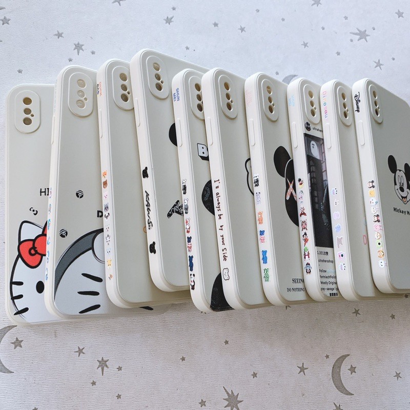 Ốp chống bẩn vuông in viền cute iPhone X /Xs