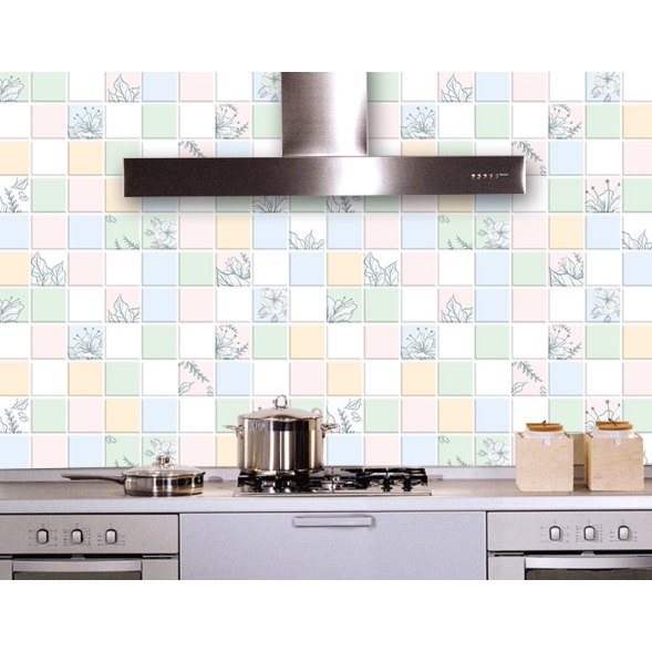 Decal dán bếp tráng nhôm cách nhiệt - Những chiếc hoa lá trắng