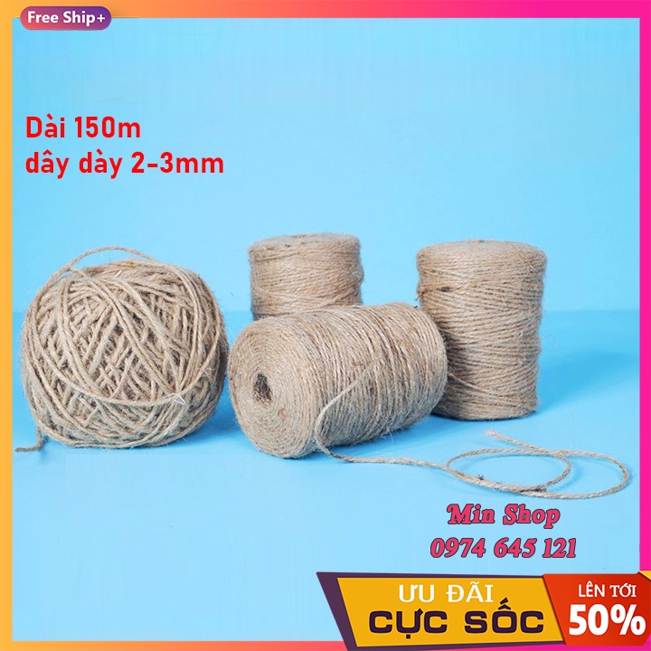 Cuộn 150m dây thừng dây gai dây cói handmade trang trí nhà cửa, treo ảnh