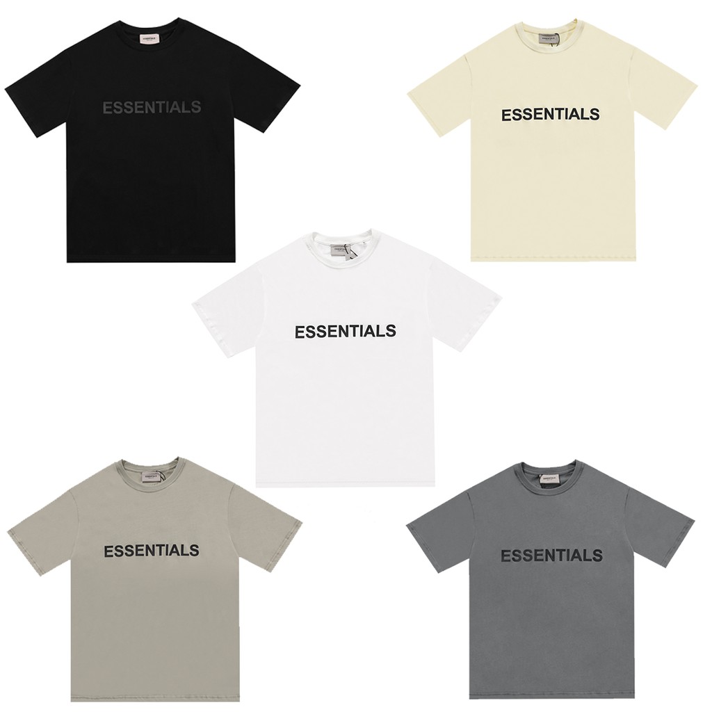 FOG FEAR OF GOD Essentials Couple Chest Letter Double Line Short Sleeve T-Shirt Trend