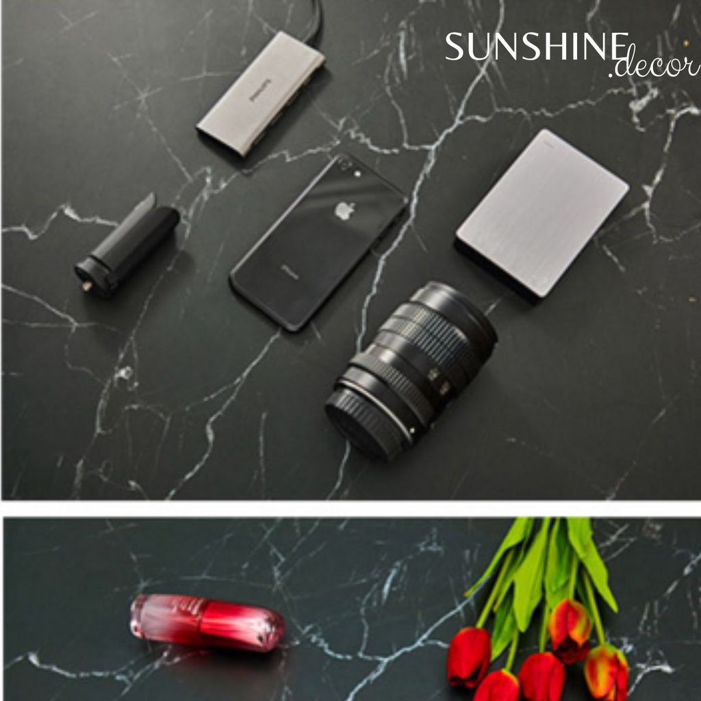 Phông nền chụp ảnh sản phẩm vân đá đen trắng 3D 57x87 cm 2 mặt-2M010