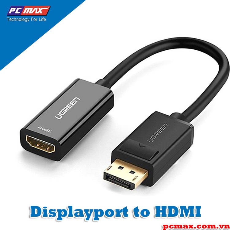 Cáp chuyển Displayport to HDMI hỗ trợ 2k 4K Ugreen 40363 - Hàng Chính Hãng