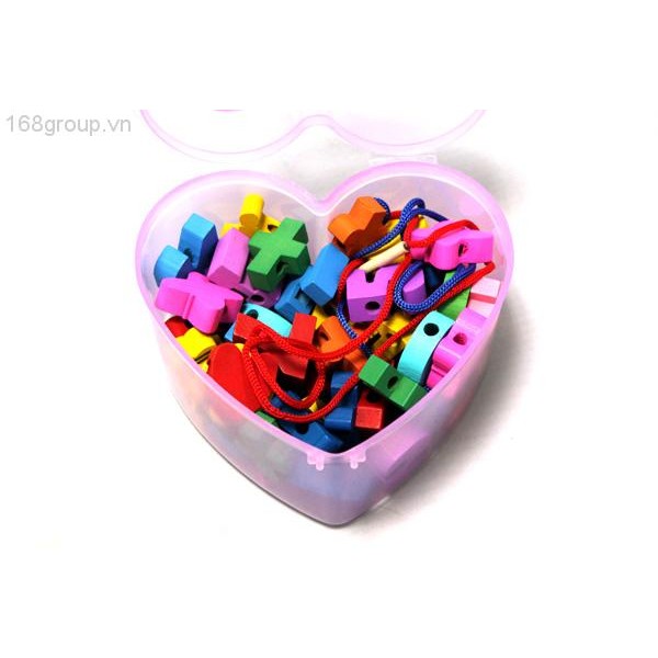 Xâu hạt gỗ hộp trái tim