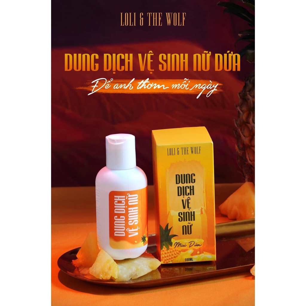 Dung dịch vệ sinh phụ nữ Loli The Wolf mùi dứa thành phần tự nhiên chai 100ml